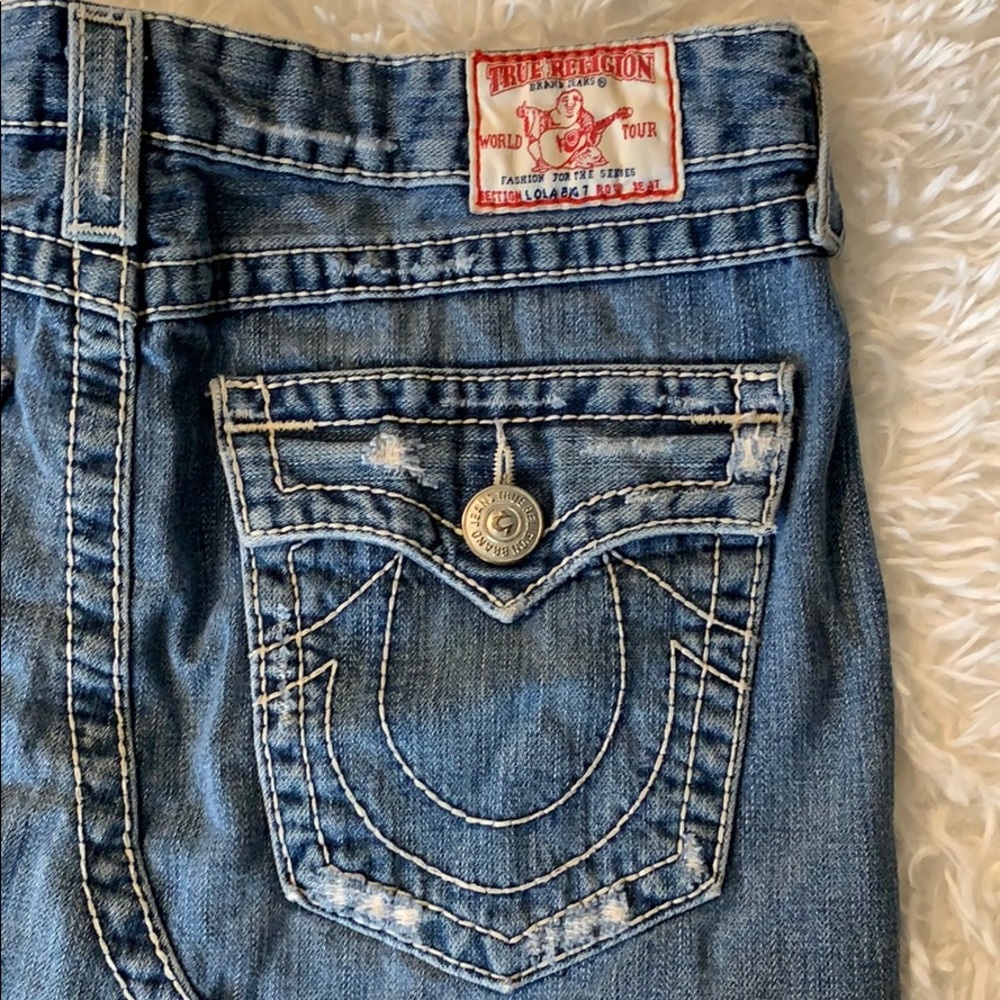 True Religion Lola Big T Denim Skirt Size 30